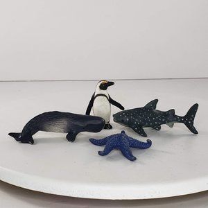 Safari Ltd Whale Penguin Star Fish Shark Sea Animal Lot Toy Figure
